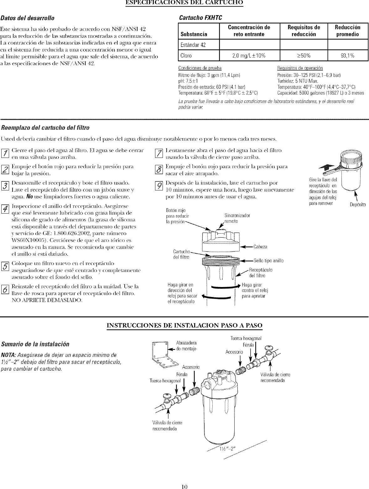 Page 10 of 12 - GE GXWH35F User Manual  WATER SYSTEMS - Manuals And Guides L0701198