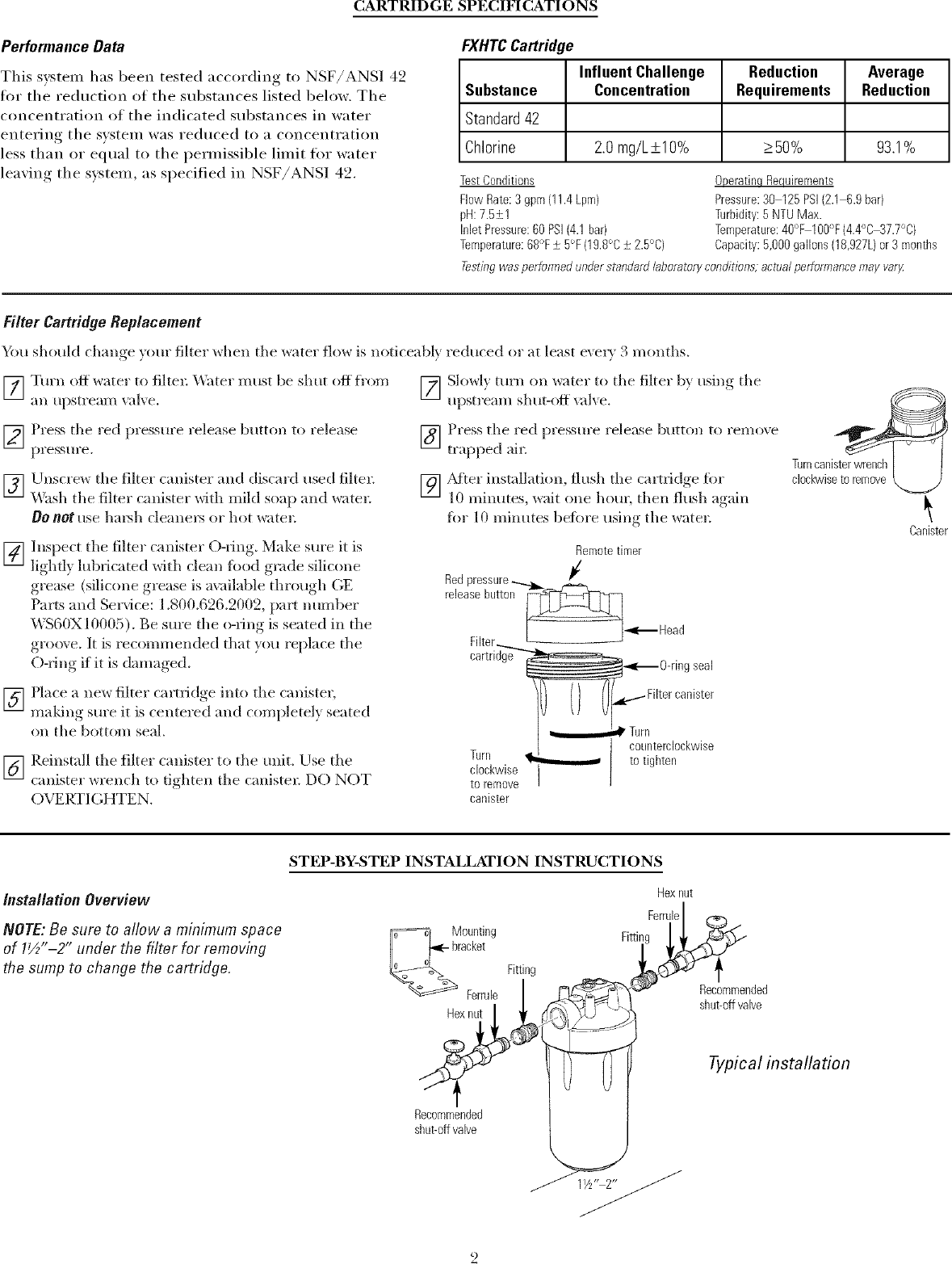 Page 2 of 12 - GE GXWH35F User Manual  WATER SYSTEMS - Manuals And Guides L0701198