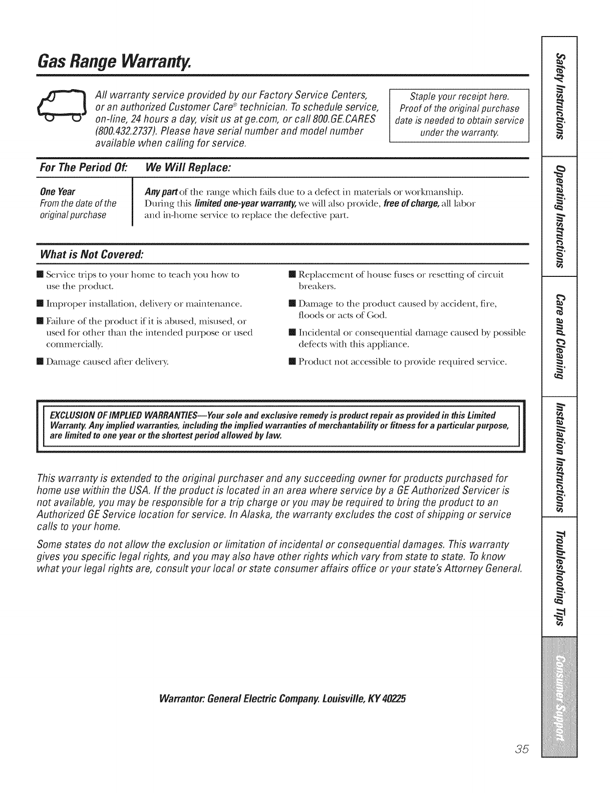GE JGAS02SEN4SS 1301329L User Manual GAS RANGE Manuals And Guides