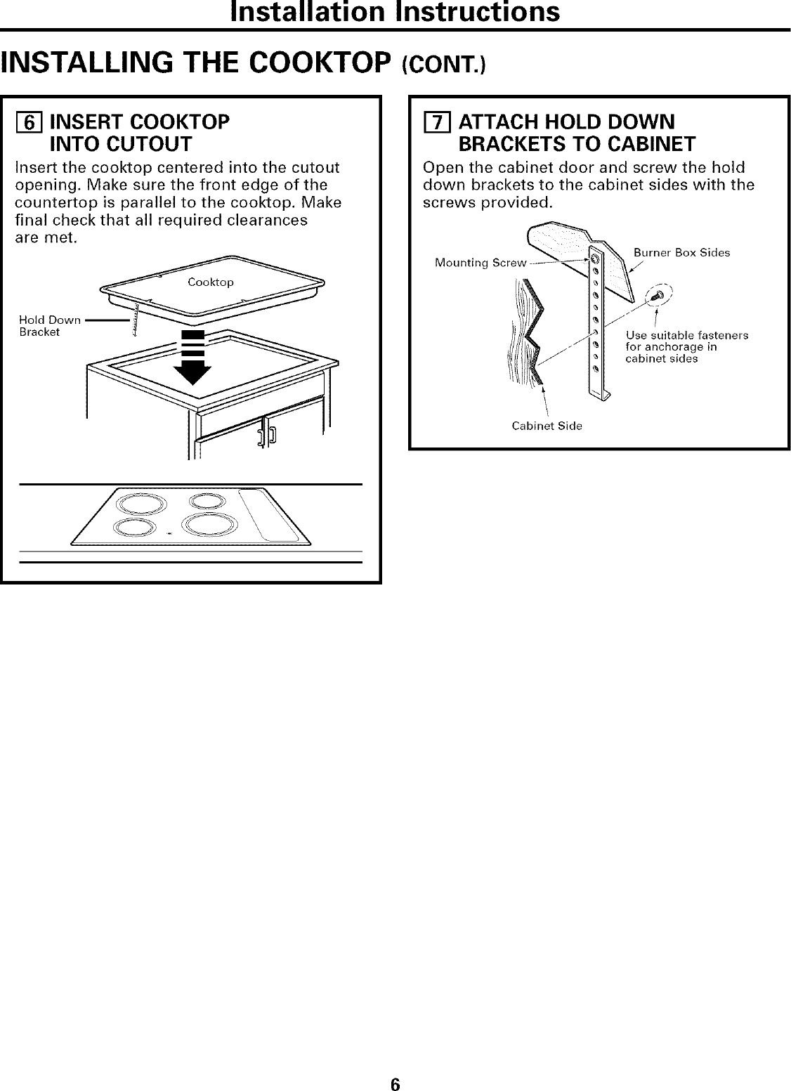 Page 6 of 8 - GE JP340BC1BB User Manual  ELECTRIC COOKTOP - Manuals And Guides L0502383