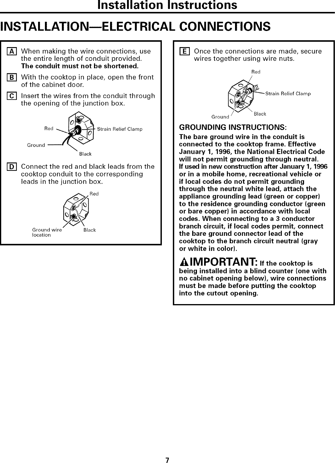 Page 7 of 8 - GE JP340BC1BB User Manual  ELECTRIC COOKTOP - Manuals And Guides L0502383