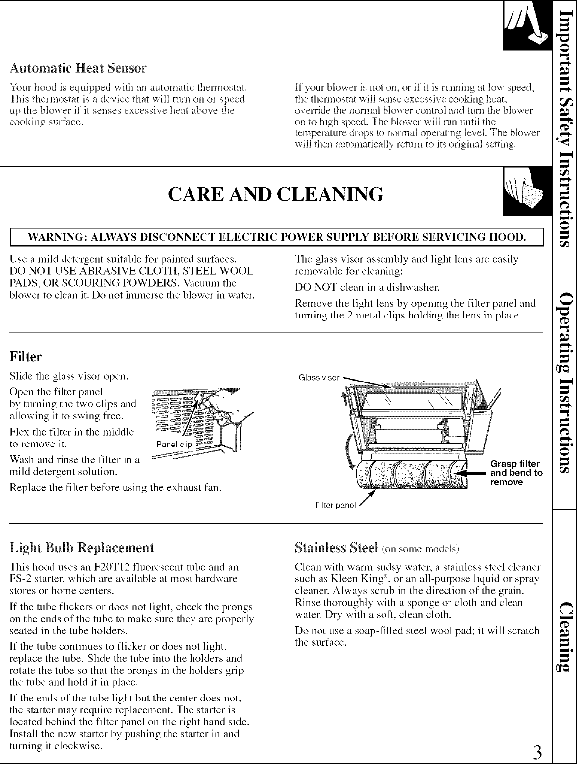 Page 3 of 8 - GE JV695SWW User Manual  RANGE HOOD - Manuals And Guides L0406350