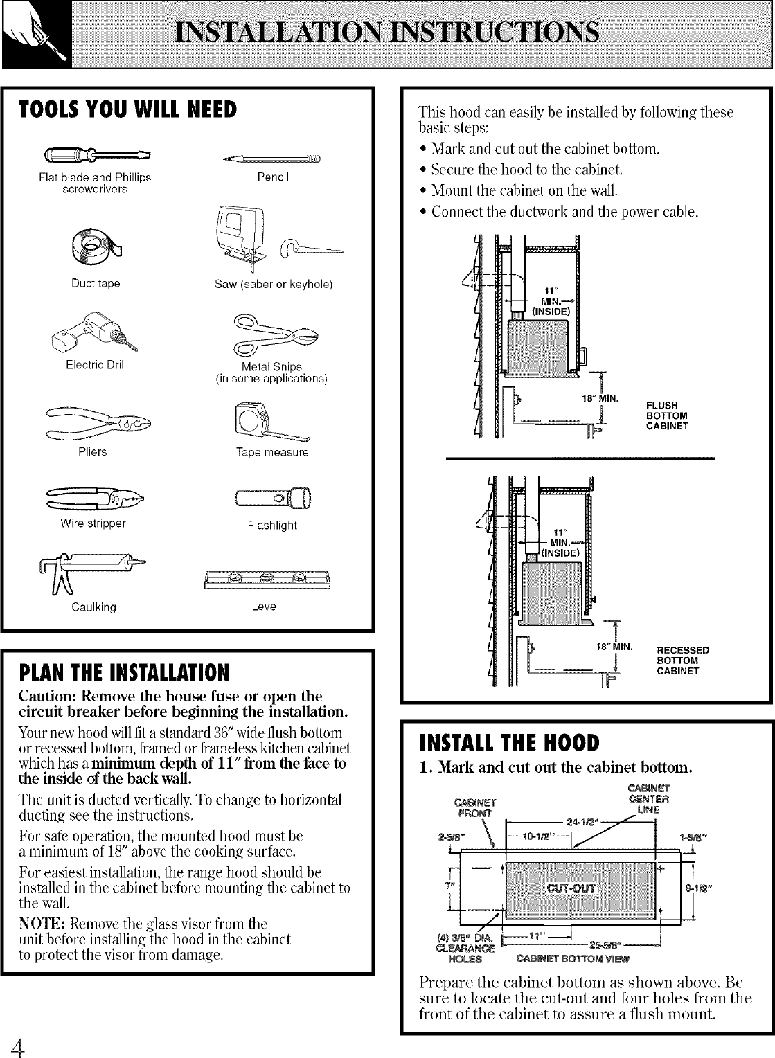 Page 4 of 8 - GE JV695SWW User Manual  RANGE HOOD - Manuals And Guides L0406350