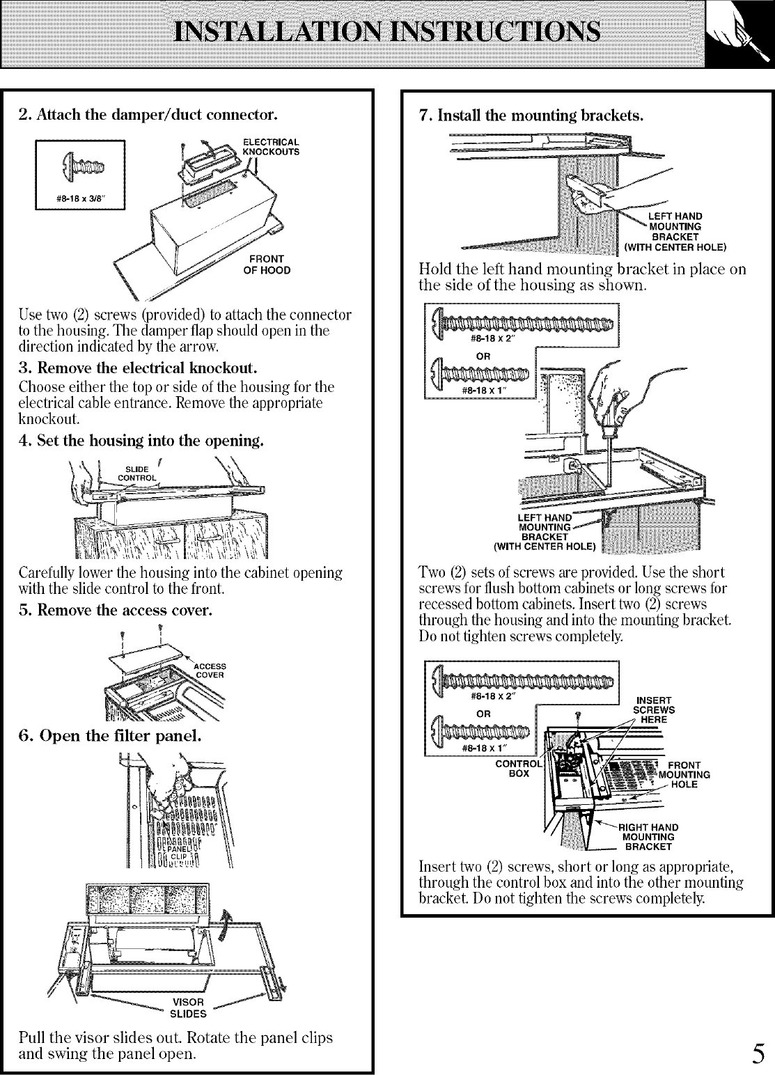 Page 5 of 8 - GE JV695SWW User Manual  RANGE HOOD - Manuals And Guides L0406350