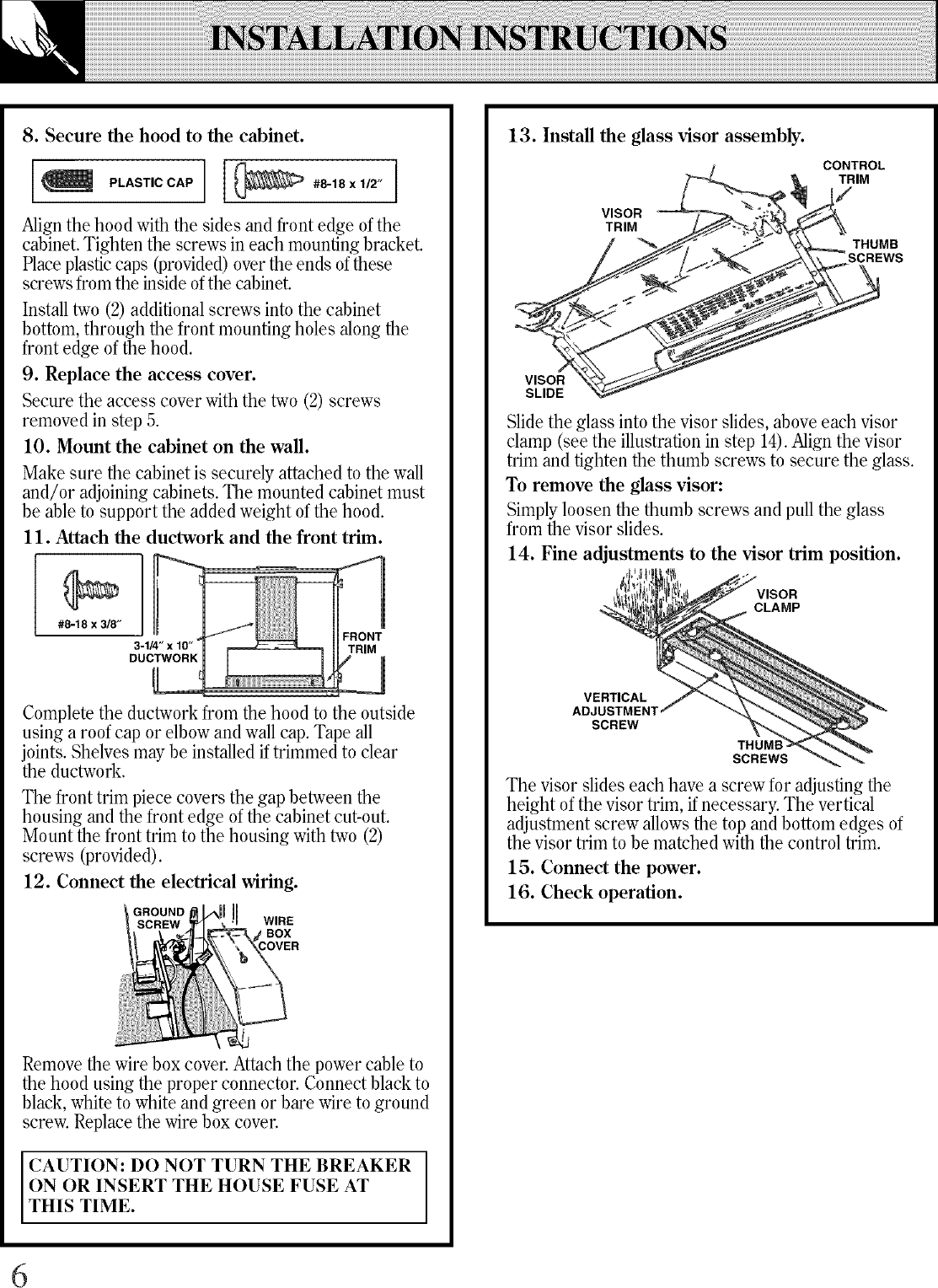 Page 6 of 8 - GE JV695SWW User Manual  RANGE HOOD - Manuals And Guides L0406350