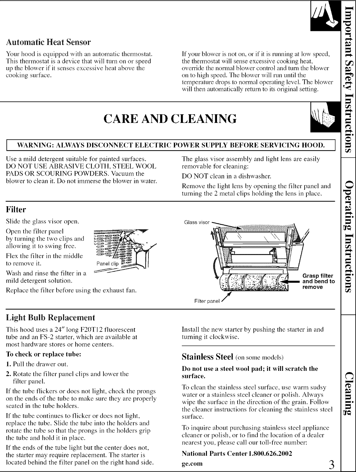 GE JV930SCBR User Manual RANGE HOOD Manuals And Guides L0612309