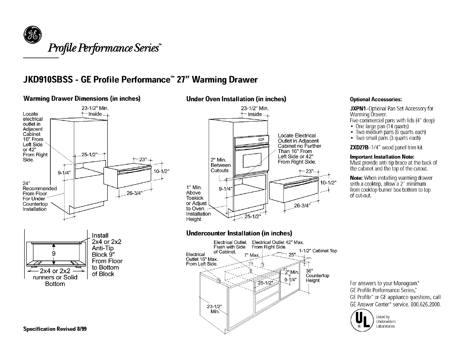 Ge Warming Drawer Manual L0303212