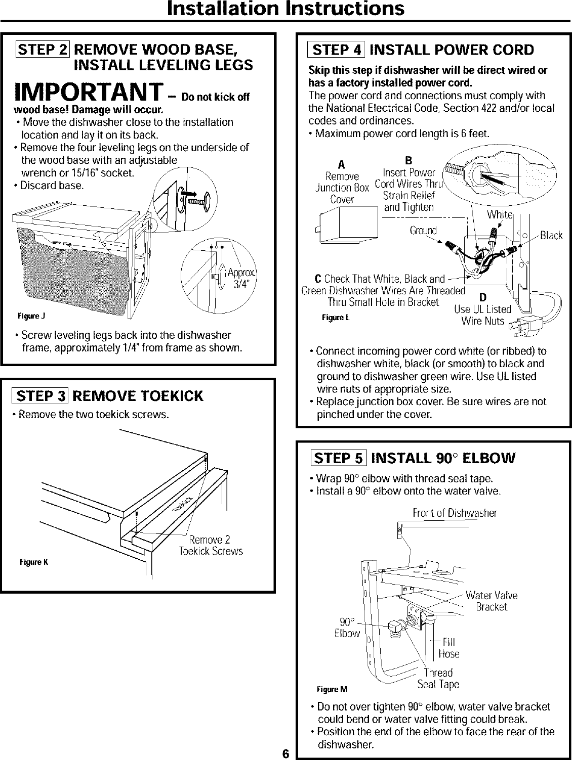 Page 6 of 12 - GE  PROFILE Dishwasher Manual L0312140