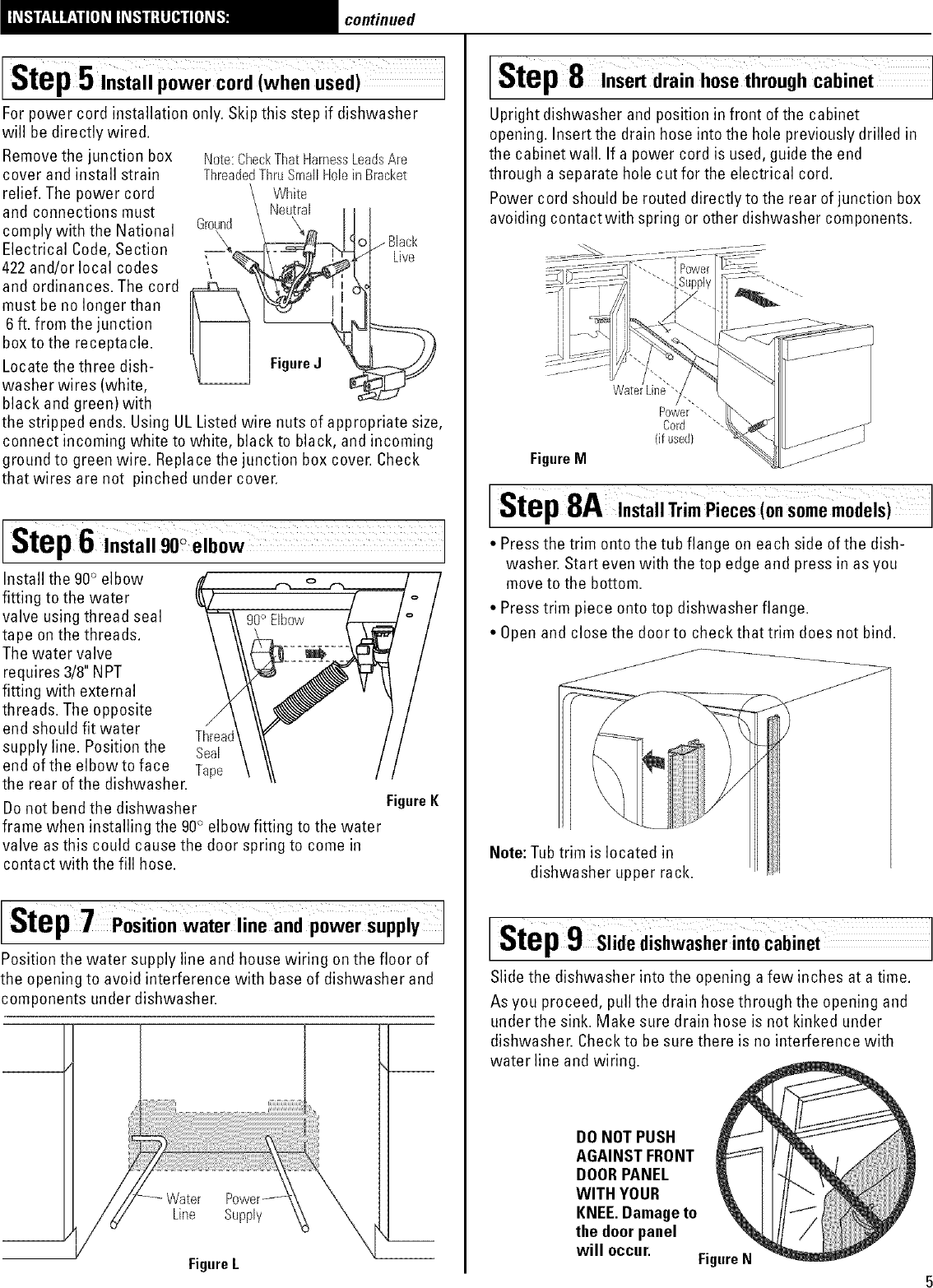 Page 5 of 8 - GE  Dishwasher Manual L0504084