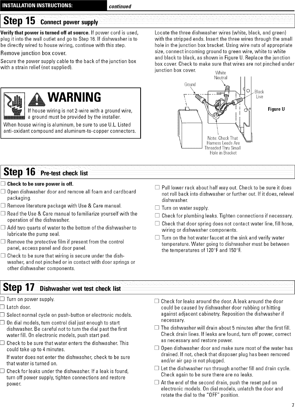 Page 7 of 8 - GE  Dishwasher Manual L0504084