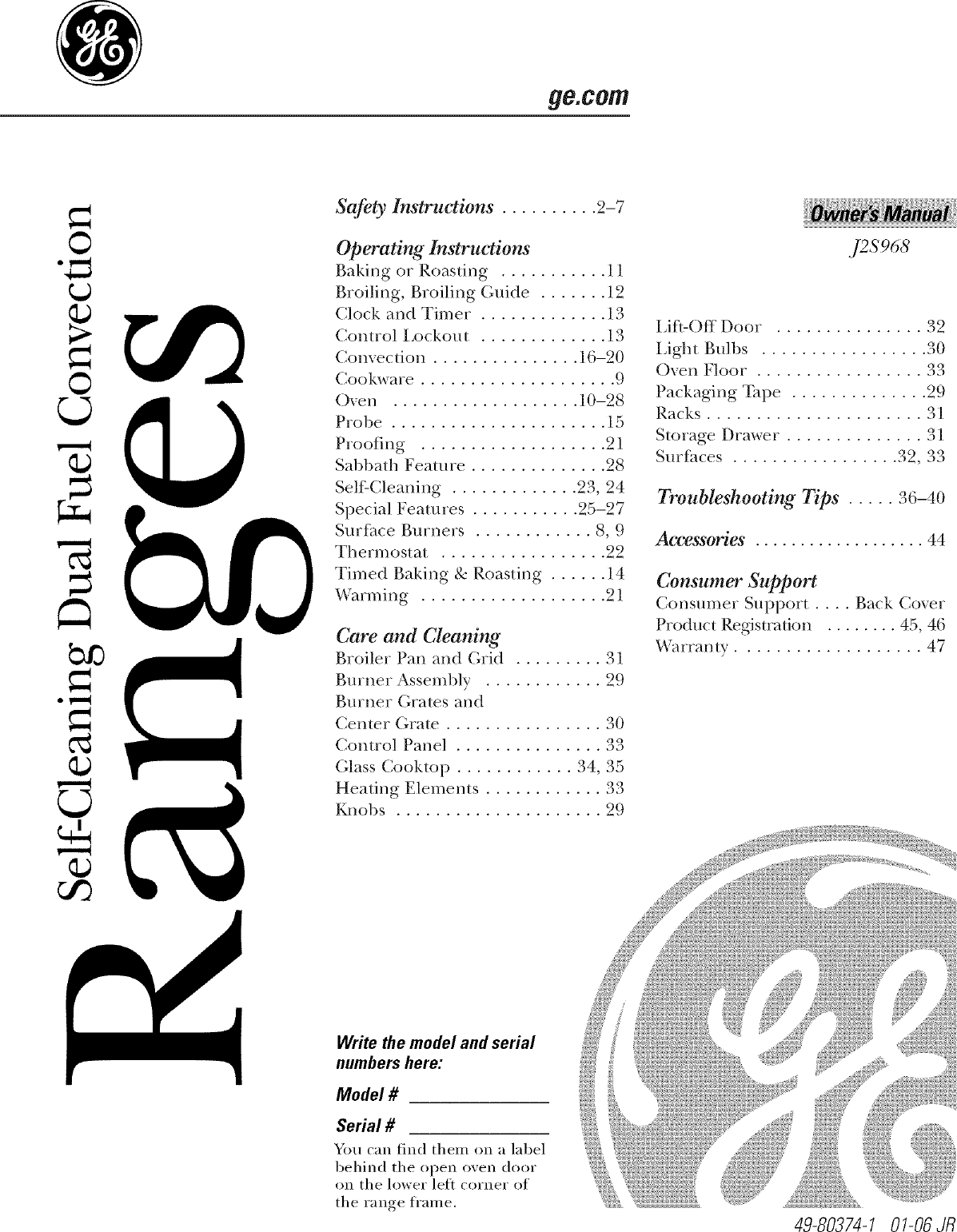 Ge Profile In Range Electric Gas Manual L0604541