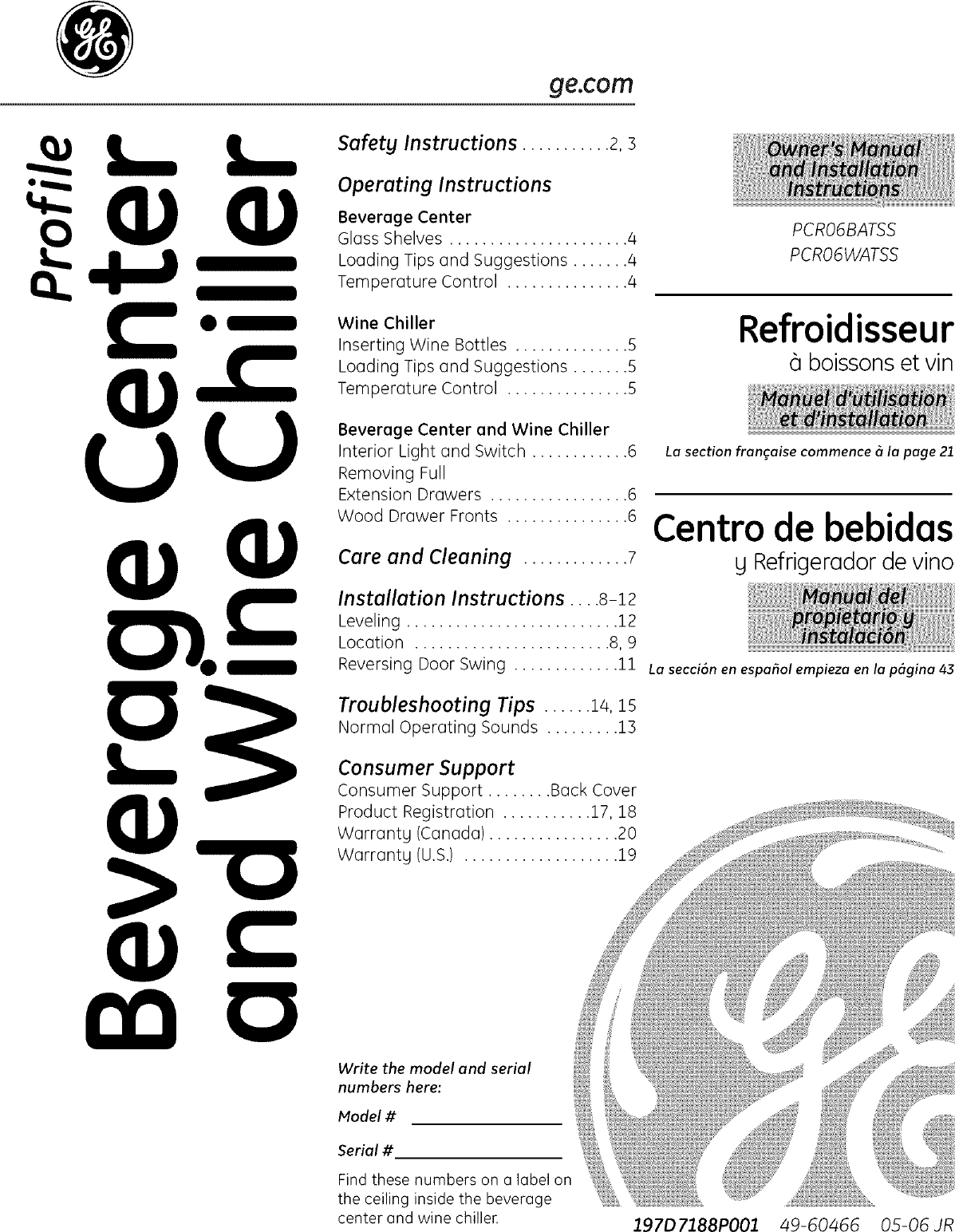 GE PROFILE Wine Cooler Manual L0610498