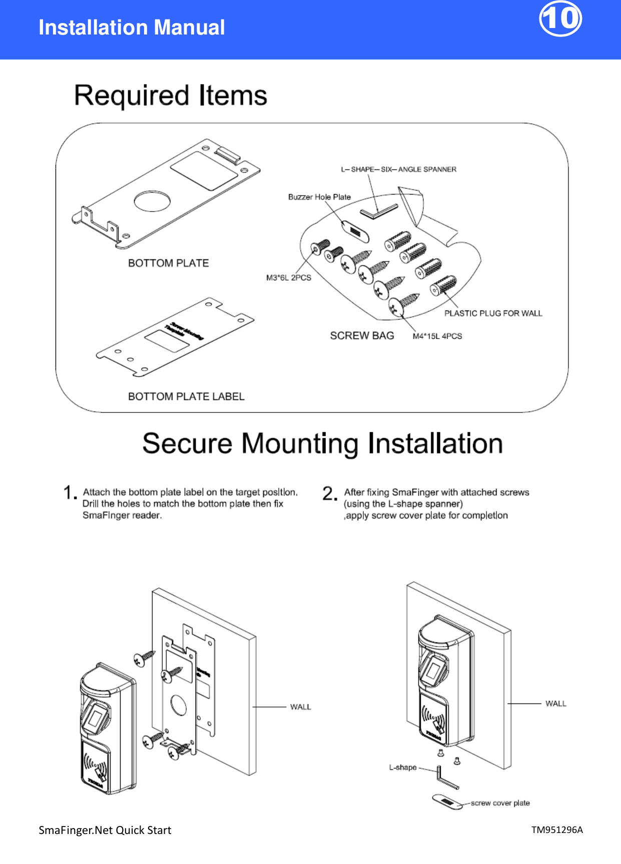 10  TM951296A SmaFinger.Net Quick Start Installation Manual 
