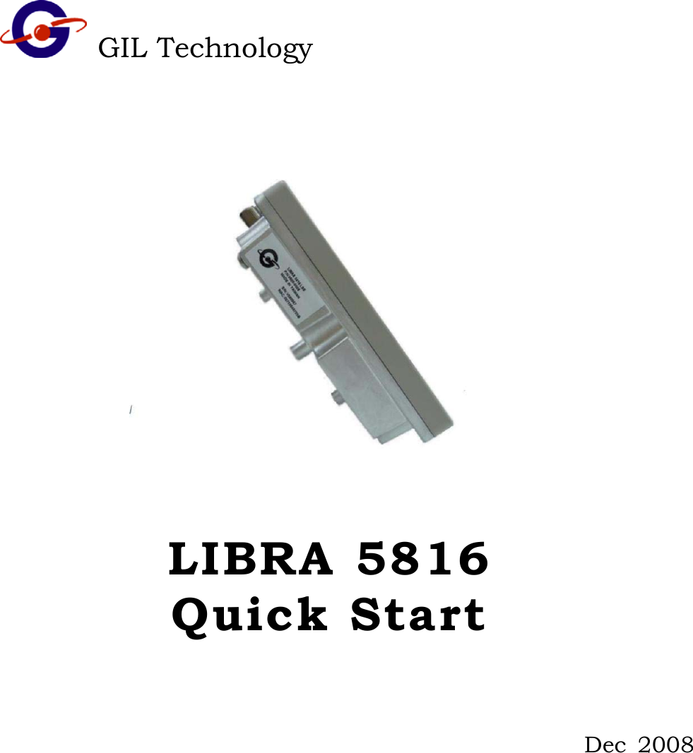 GIL Technology   LIBRA 5816     Quick Start Dec 2008  