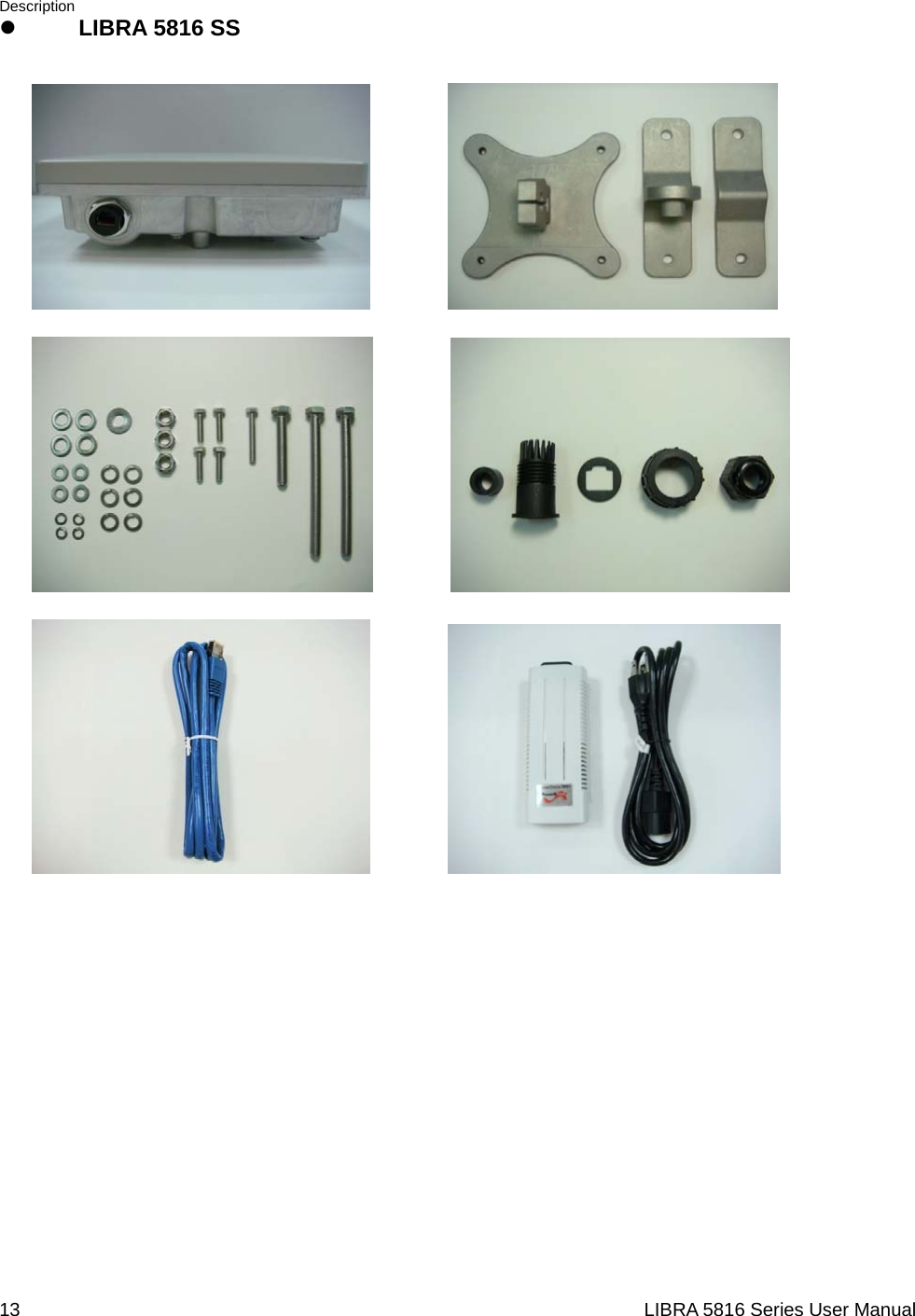 Description 13                                                                  LIBRA 5816 Series User Manualz LIBRA 5816 SS                                                     