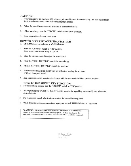 49 MHZ WALKIE TALKIE - TX User Manual