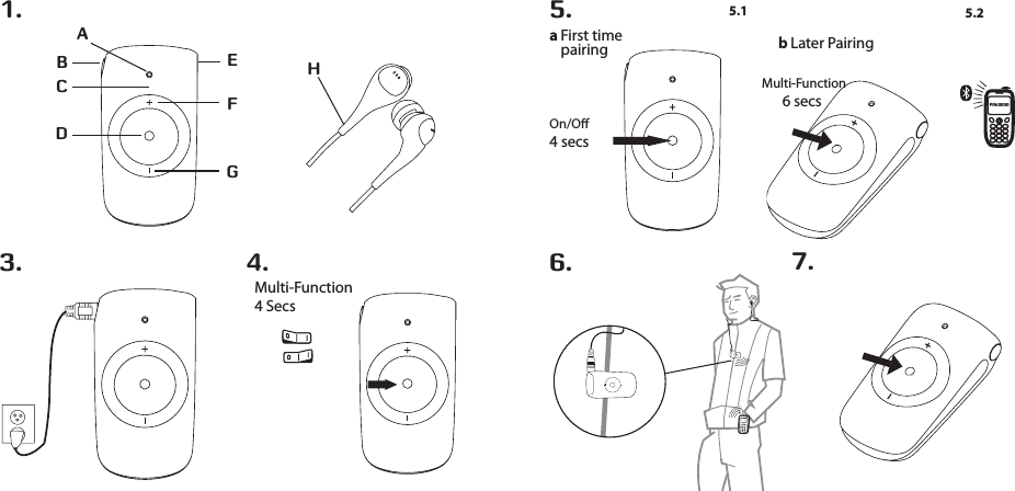 3.      4.5.1.       CBAD+b Later Pairing6. 7.5.2Multi-Function4 SecsOn/O4 secsa  First timepairingMulti-Function      6 secsEGFH+PIN:00005.1