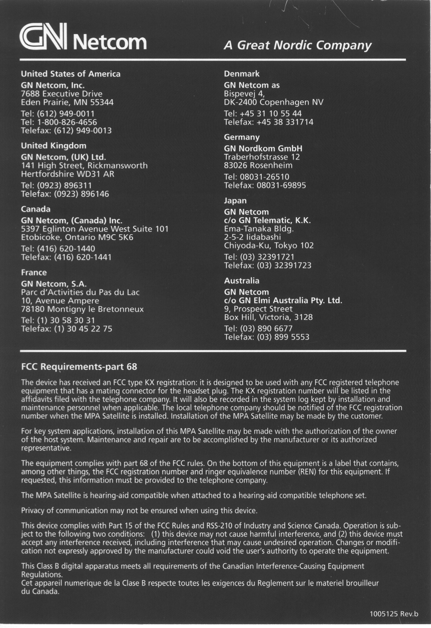 Wireless Telephone Headset Transceiver User Manual