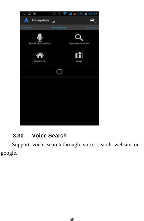  68  3.30   Voice Search Support voice search,through voice search website on google. 