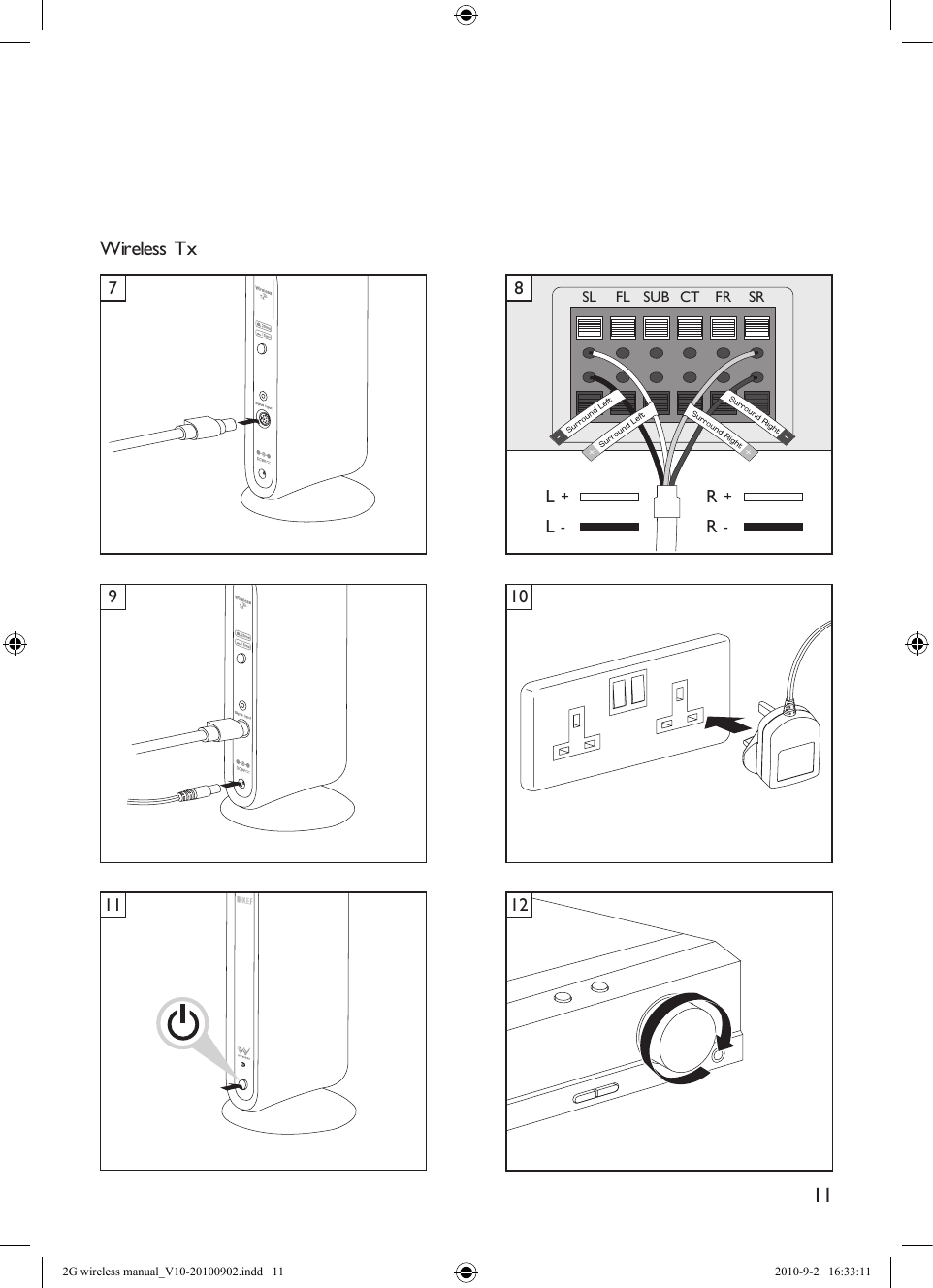 11SL FL SUBCTFRSRL +L -R +R -Wireless Tx7981011 122G wireless manual_V10-20100902.indd   11 2010-9-2   16:33:11
