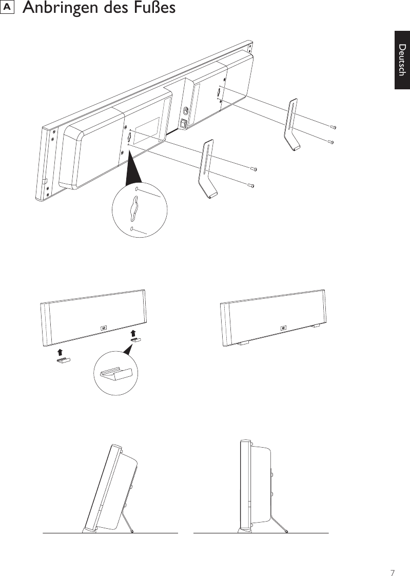 7DeutschA  Anbringen des Fußes