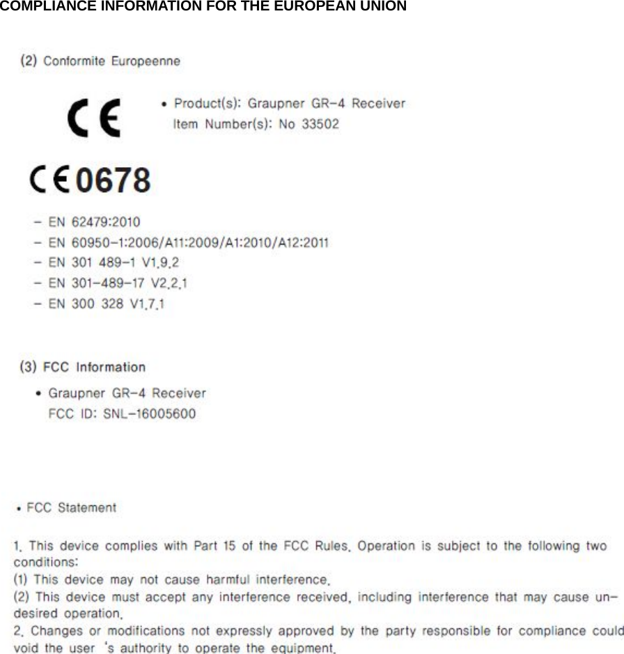   COMPLIANCE INFORMATION FOR THE EUROPEAN UNION             