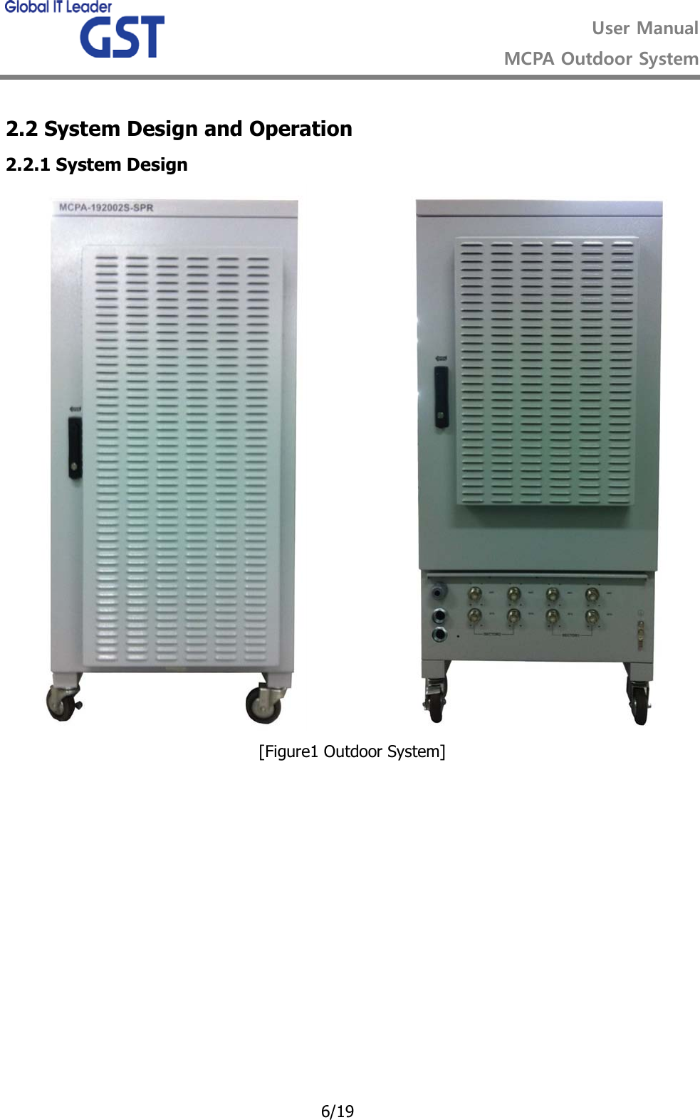  User Manual MCPA Outdoor System   6/19 2.2 System Design and Operation 2.2.1 System Design  [Figure1 Outdoor System]          