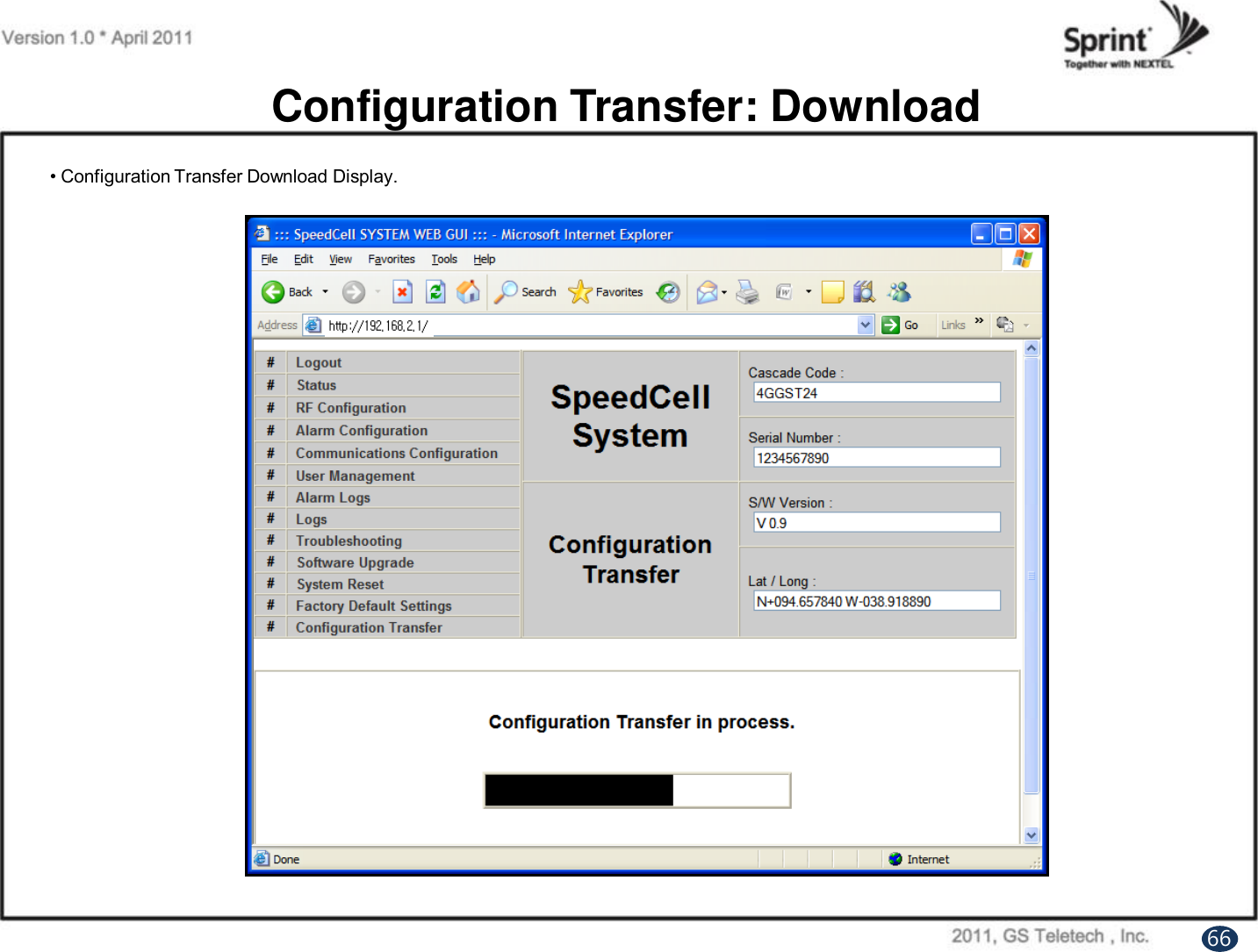 Configuration Transfer: Download• Configuration Transfer Download Display.66
