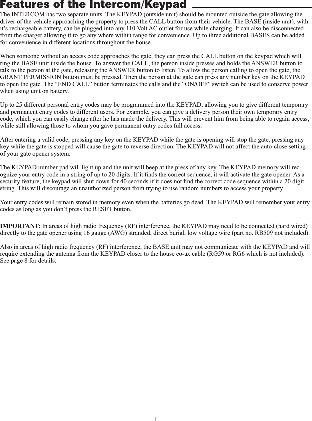 GTO Access Systems MM136G3BASE BASE UNIT User Manual MM136