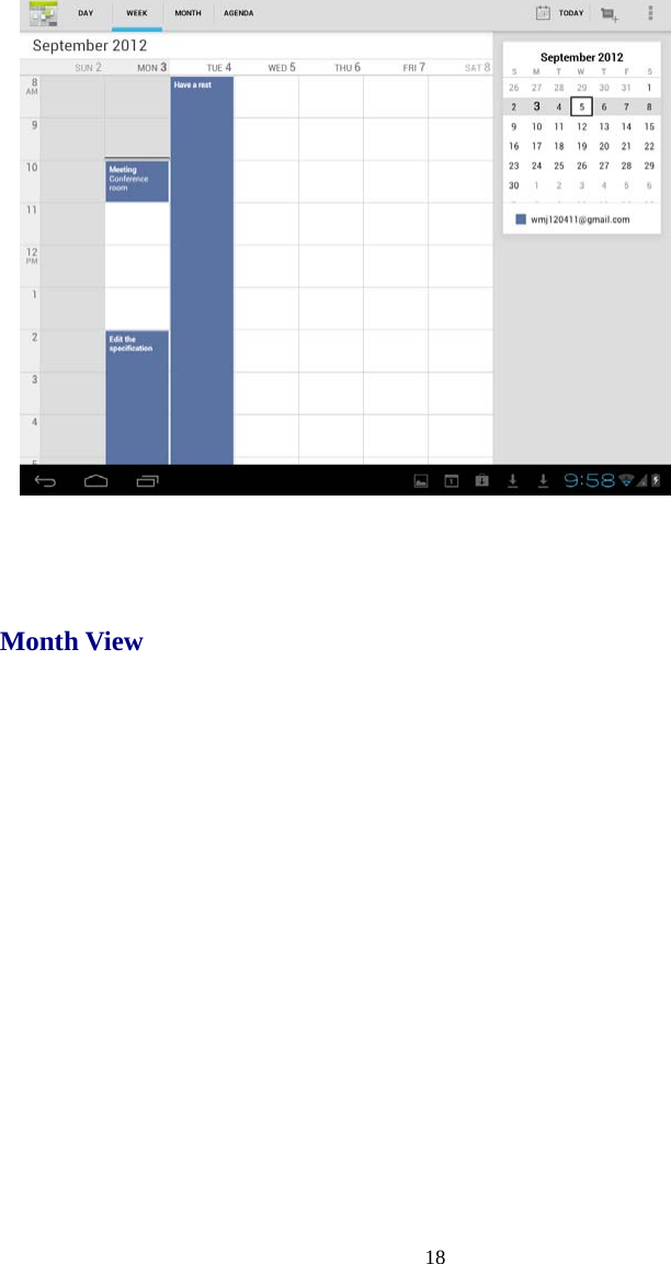  18    Month View 