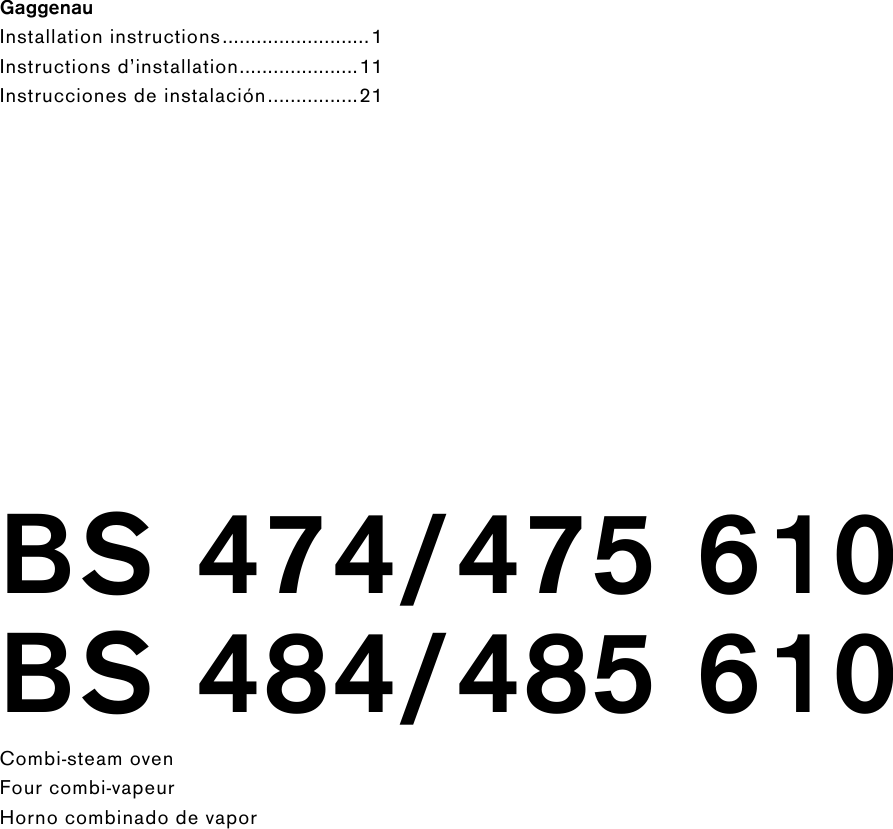 Gaggenau Combi Steam Oven Bs 474 Users Manual