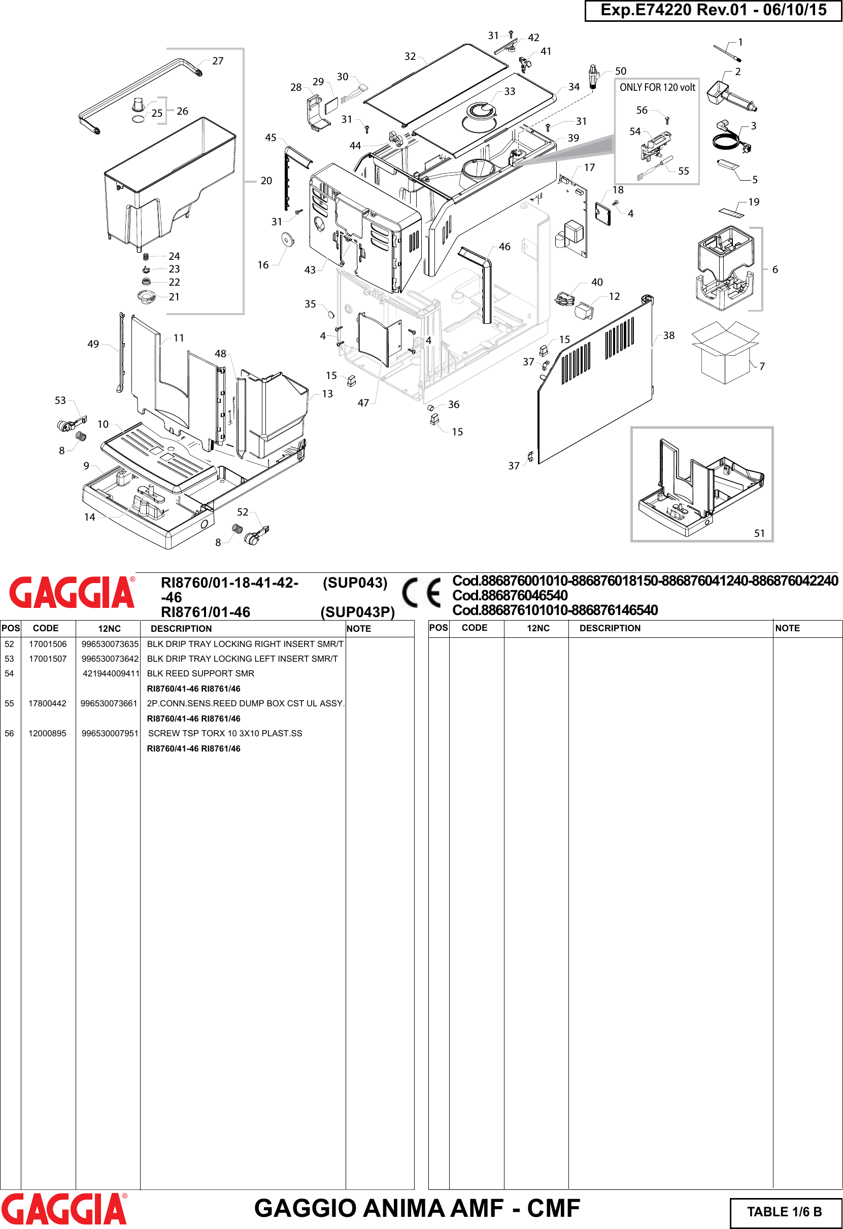 Page 2 of 7 - Gaggia Anima Deluxe Parts Diagram User Manual