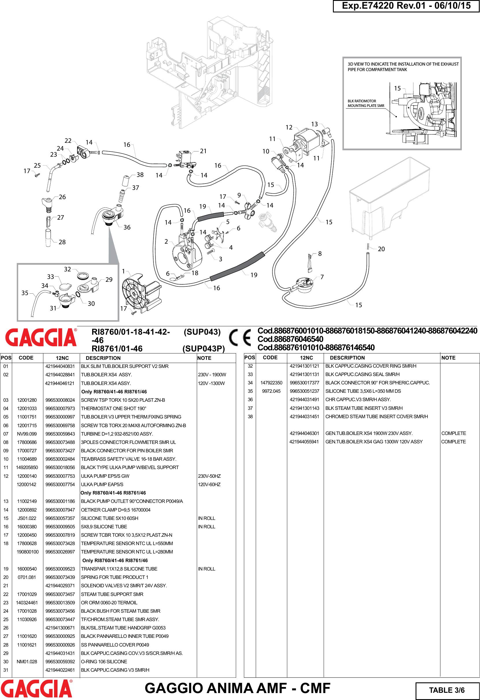 Page 4 of 7 - Gaggia Anima Deluxe Parts Diagram User Manual