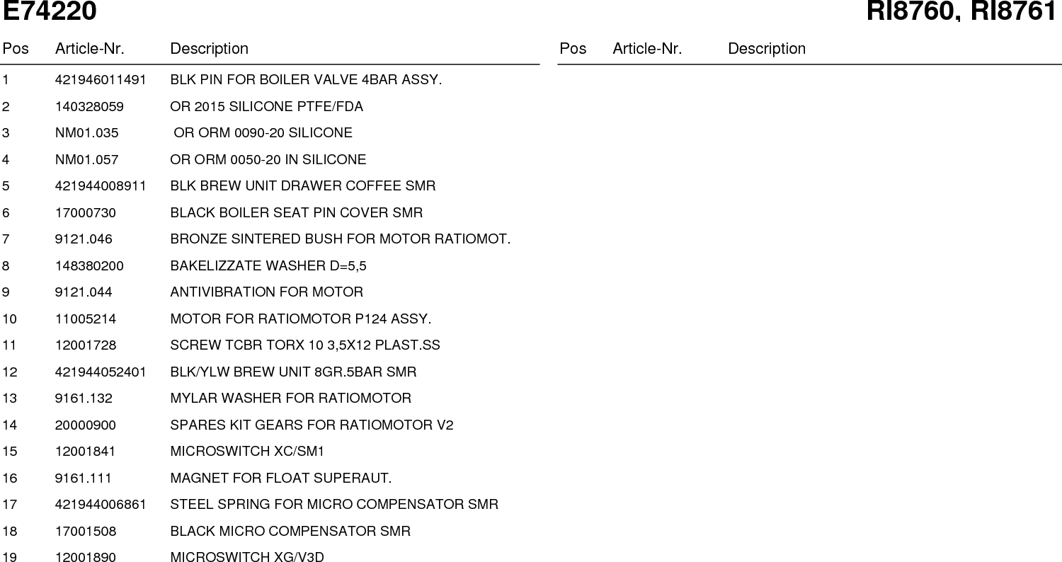 Page 10 of 12 - Gaggia Anima Parts Diagram User Manual