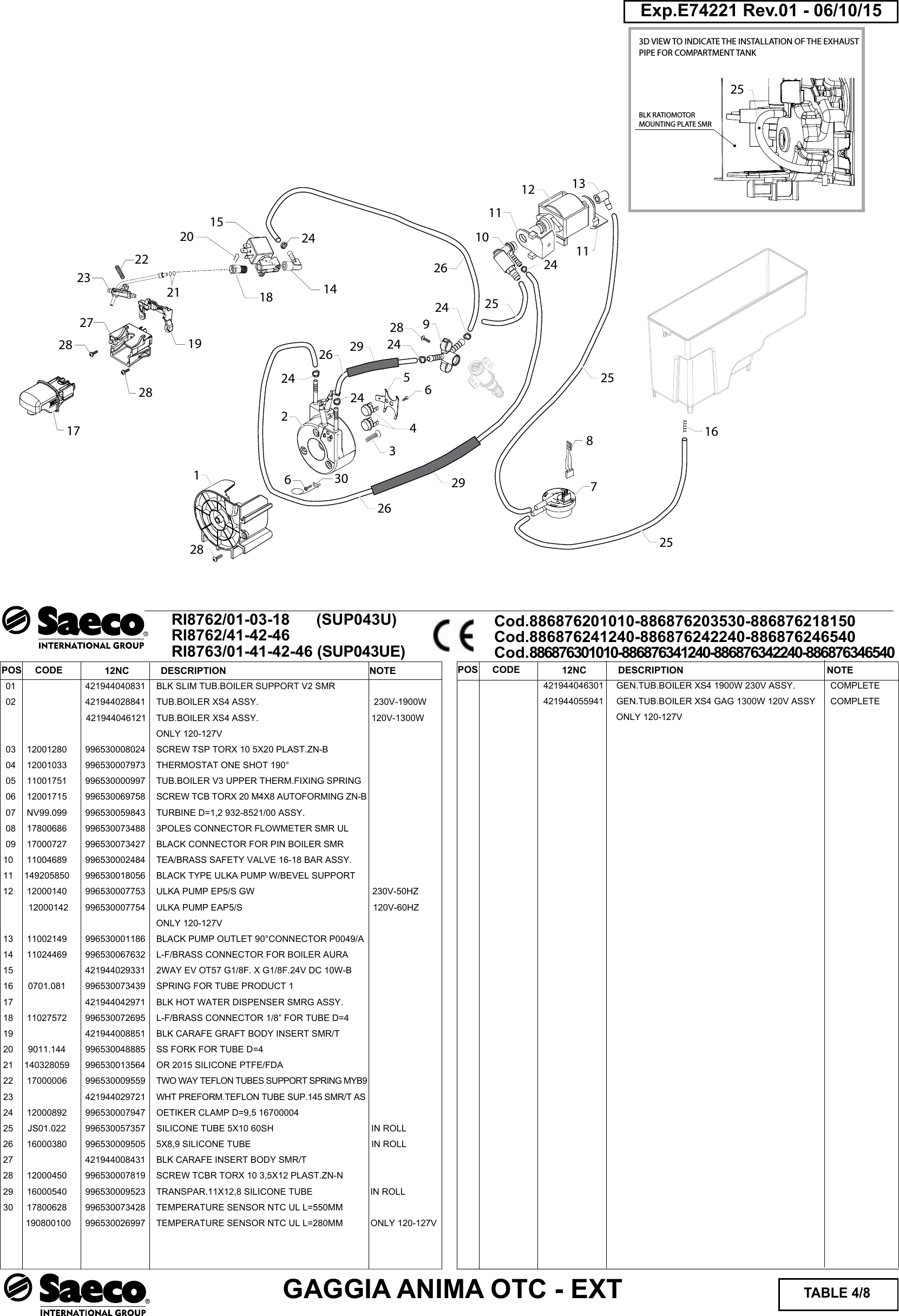 Page 4 of 8 - Gaggia Anima Prestige Parts Diagram User Manual