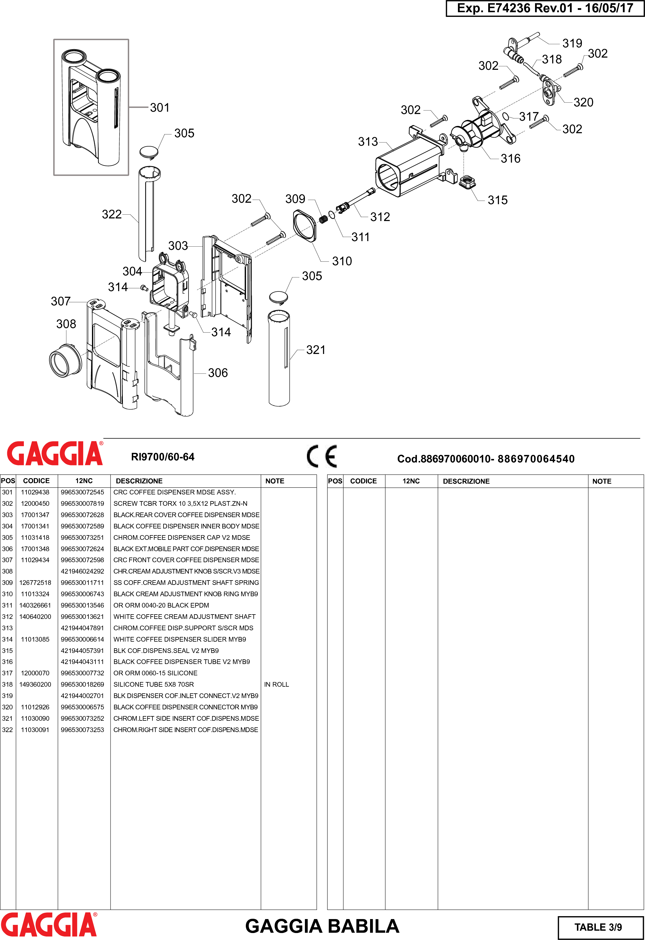 Page 3 of 9 - Gaggia Babila Parts Diagram User Manual