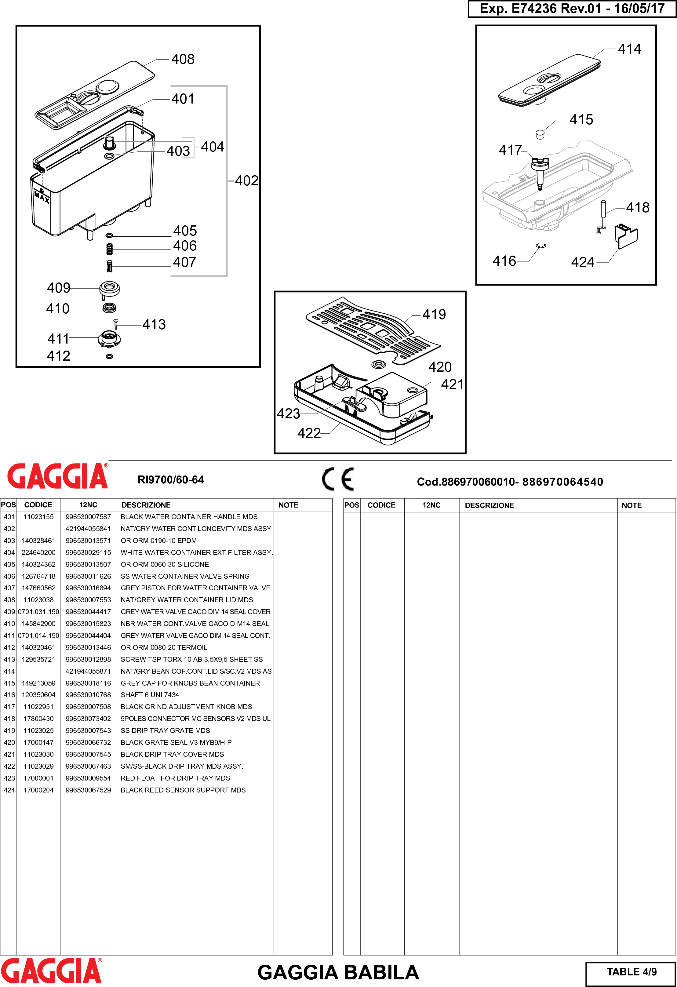 Page 4 of 9 - Gaggia Babila Parts Diagram User Manual