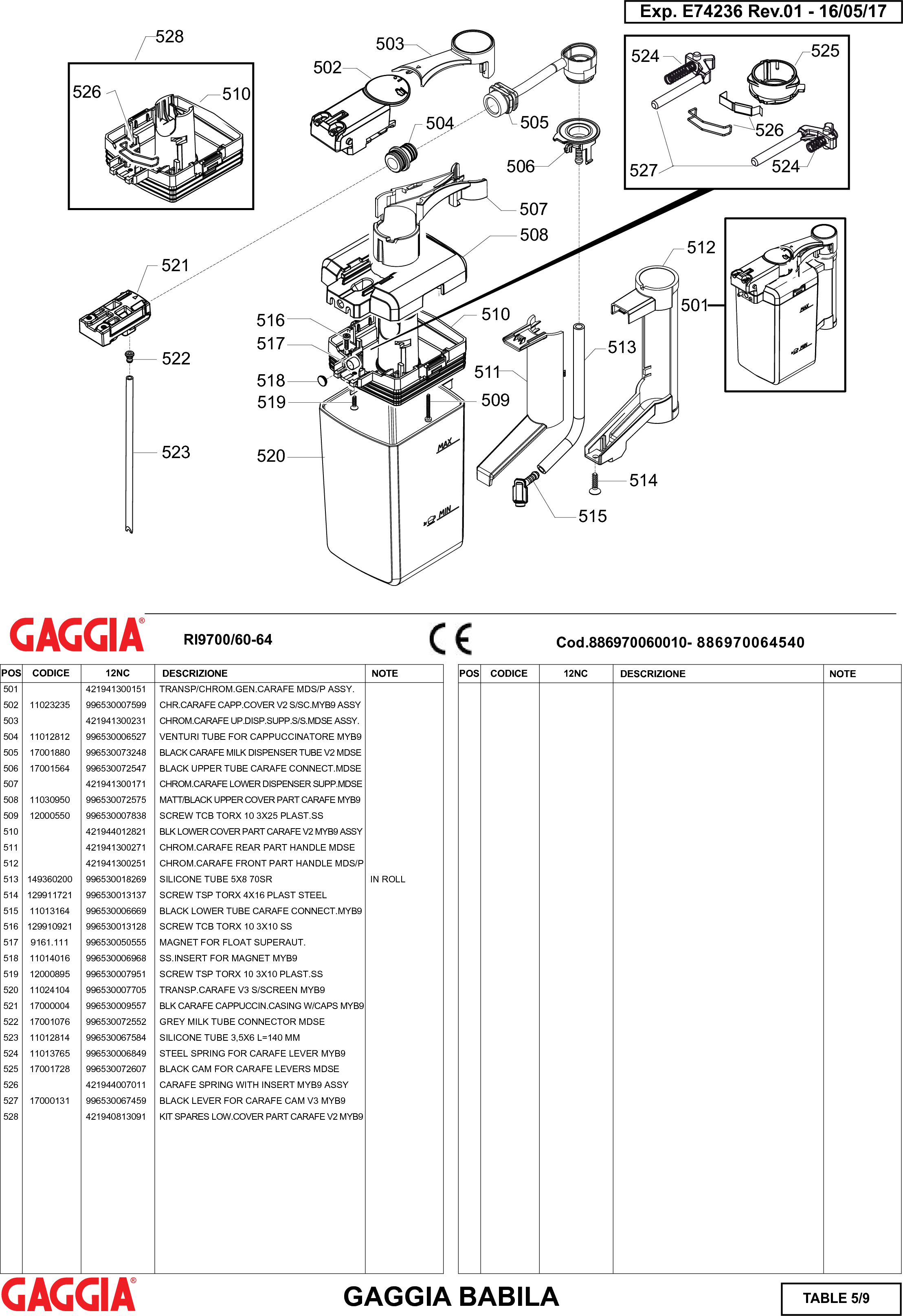 Page 5 of 9 - Gaggia Babila Parts Diagram User Manual