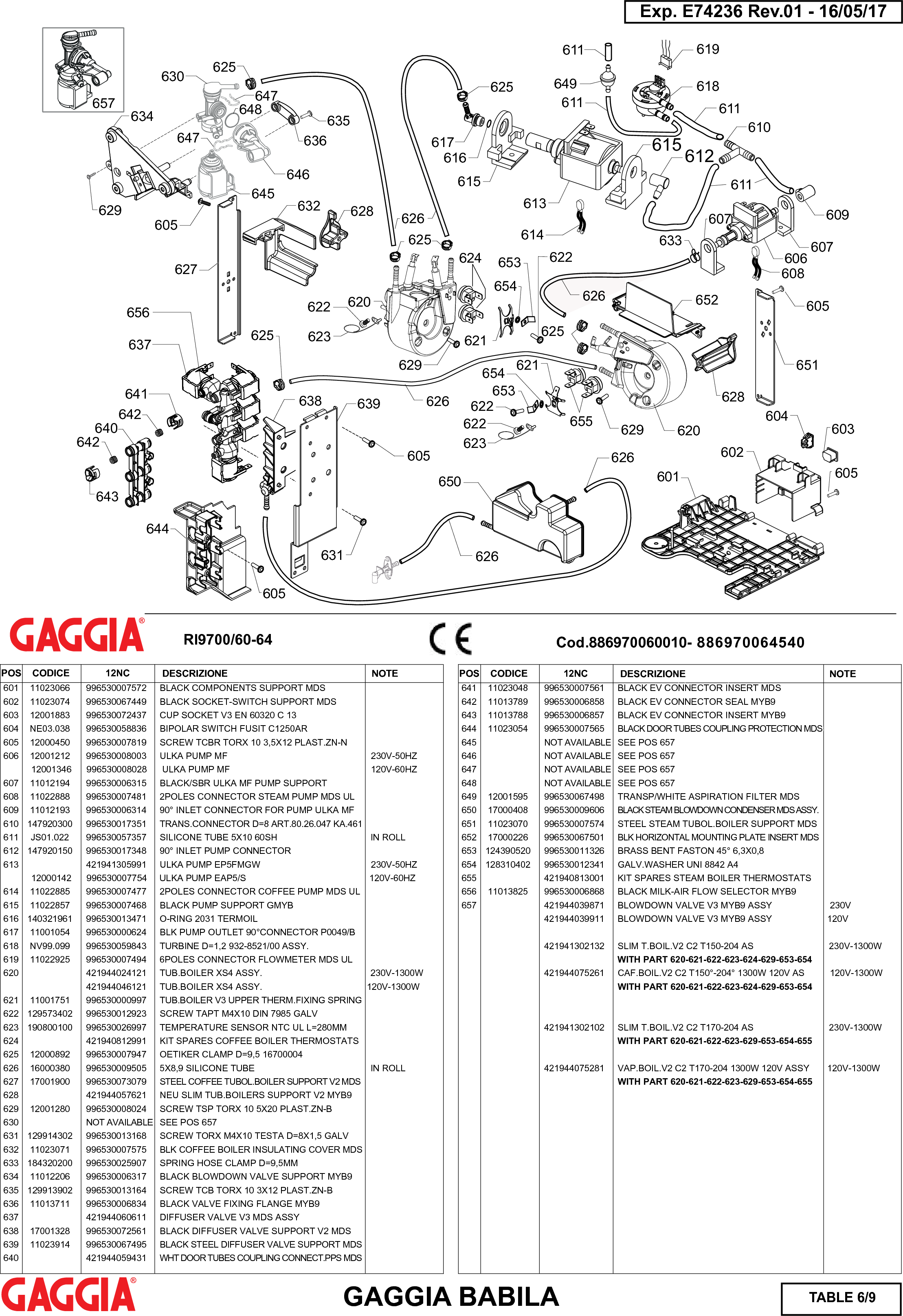 Page 6 of 9 - Gaggia Babila Parts Diagram User Manual