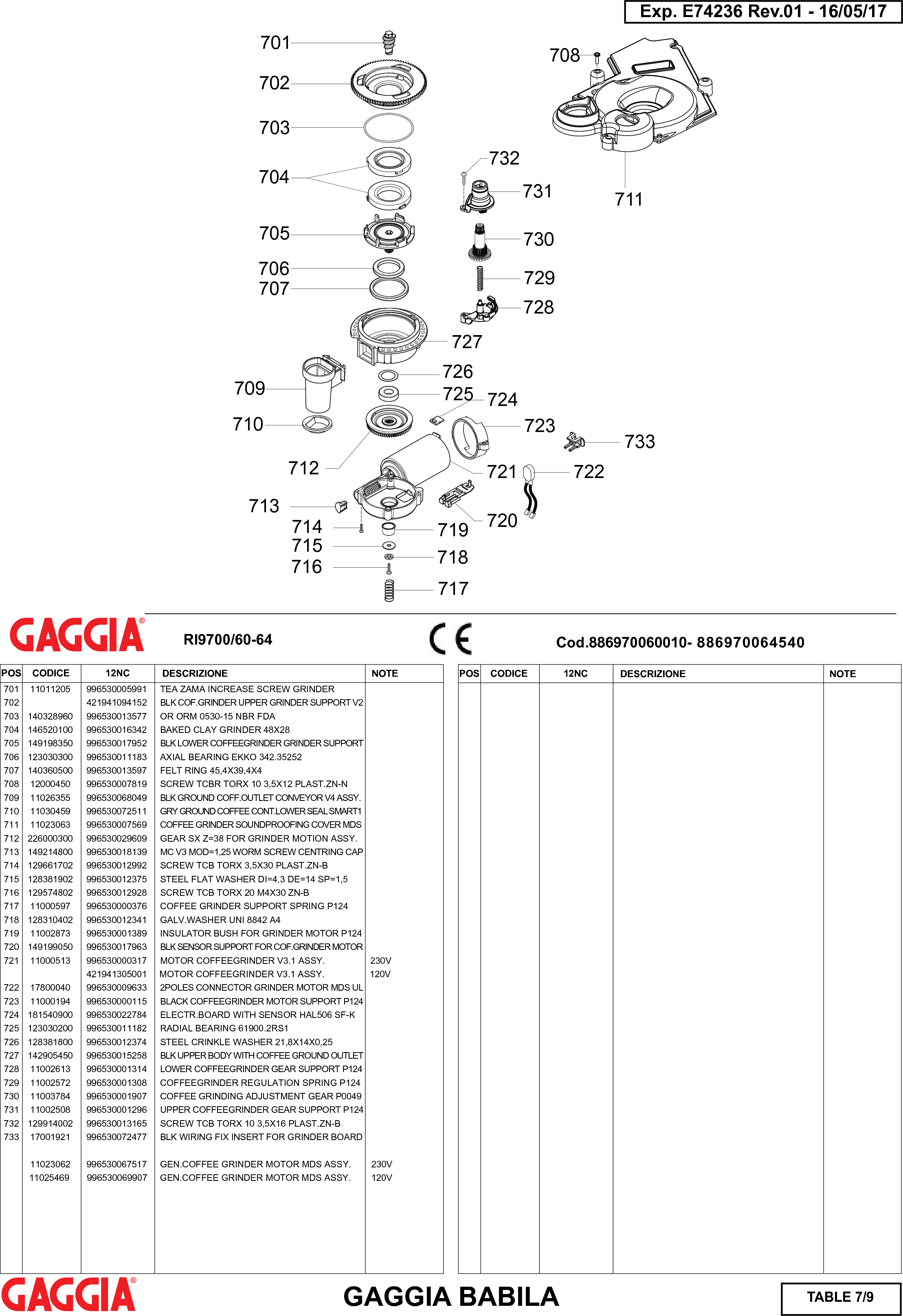 Page 7 of 9 - Gaggia Babila Parts Diagram User Manual