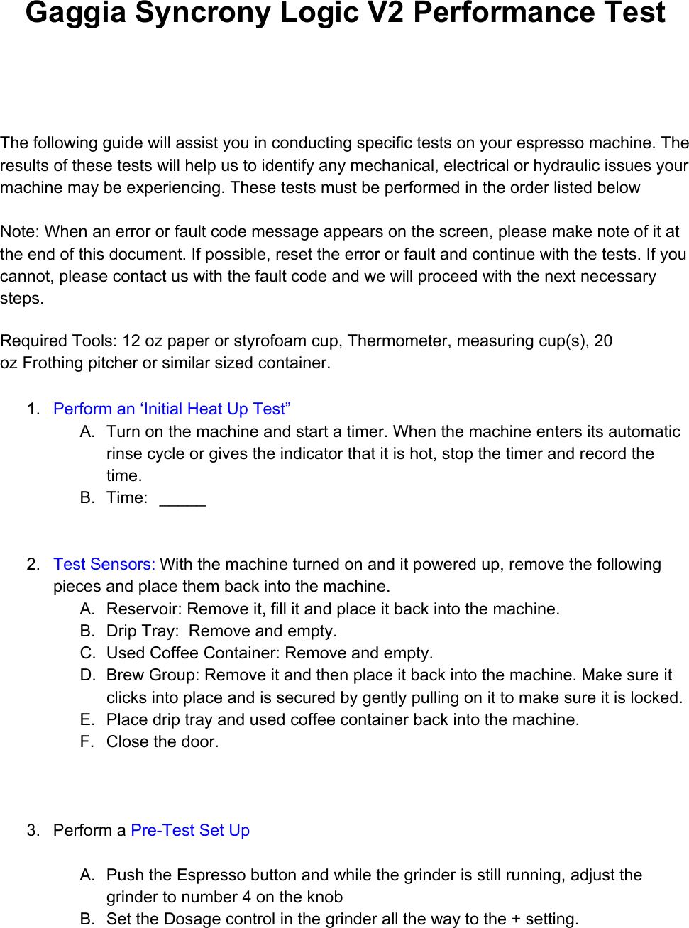 Page 1 of 3 - Gaggia Syncrony Logic Rs Performance  User Manual