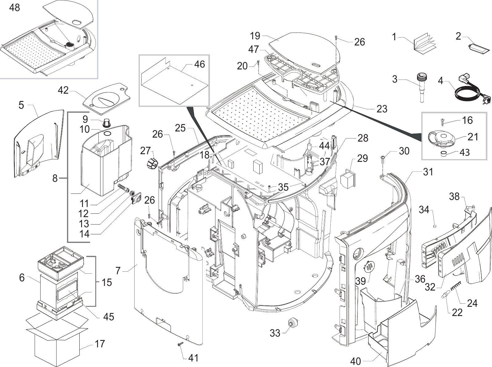 Page 1 of 12 - Gaggia Unica Parts Diagram With New Top Cover Sup035G_E74155_01_rev02 User Manual