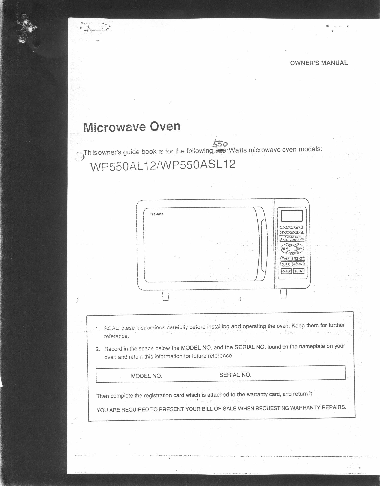 Microwave Oven User Manual