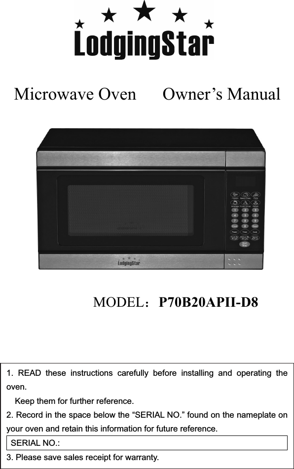 Galanz 7020004 Part 18 Consumer Device User Manual Microwave Oven Owner