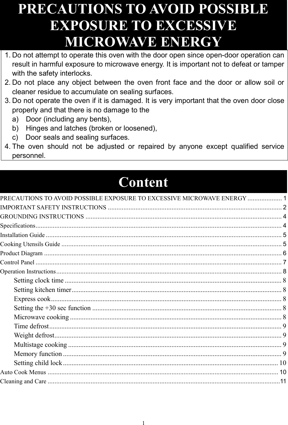 Page 1 of Galanz 7020007 Microwave Oven User Manual JS1M0609 23556 004