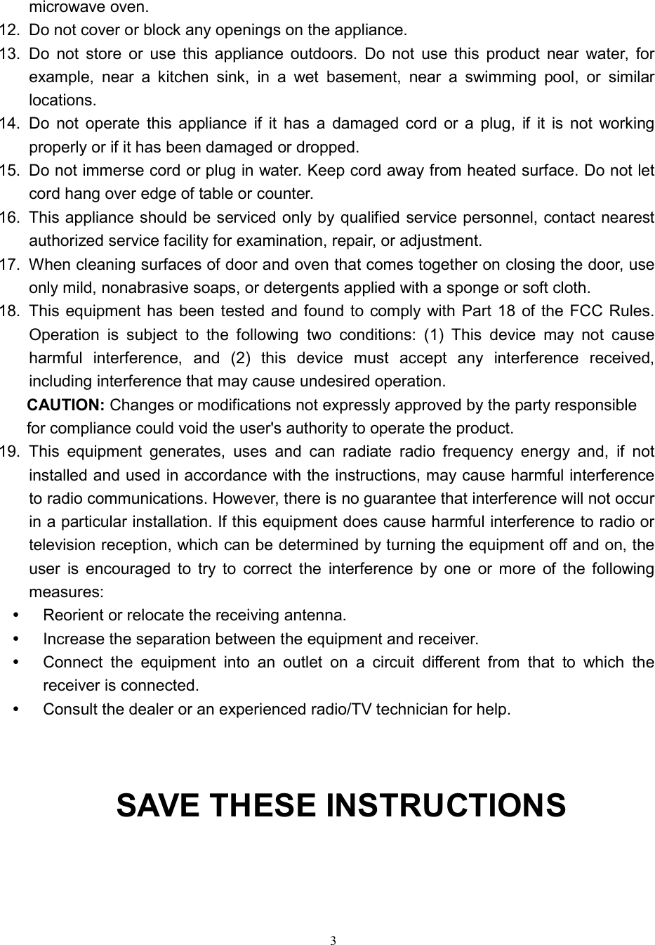 Page 3 of Galanz 7020007 Microwave Oven User Manual JS1M0609 23556 004