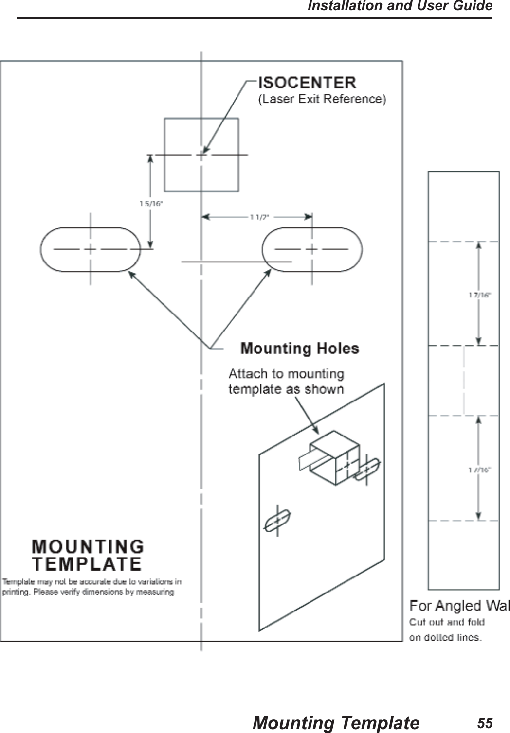 55Installation and User GuideMounting Template