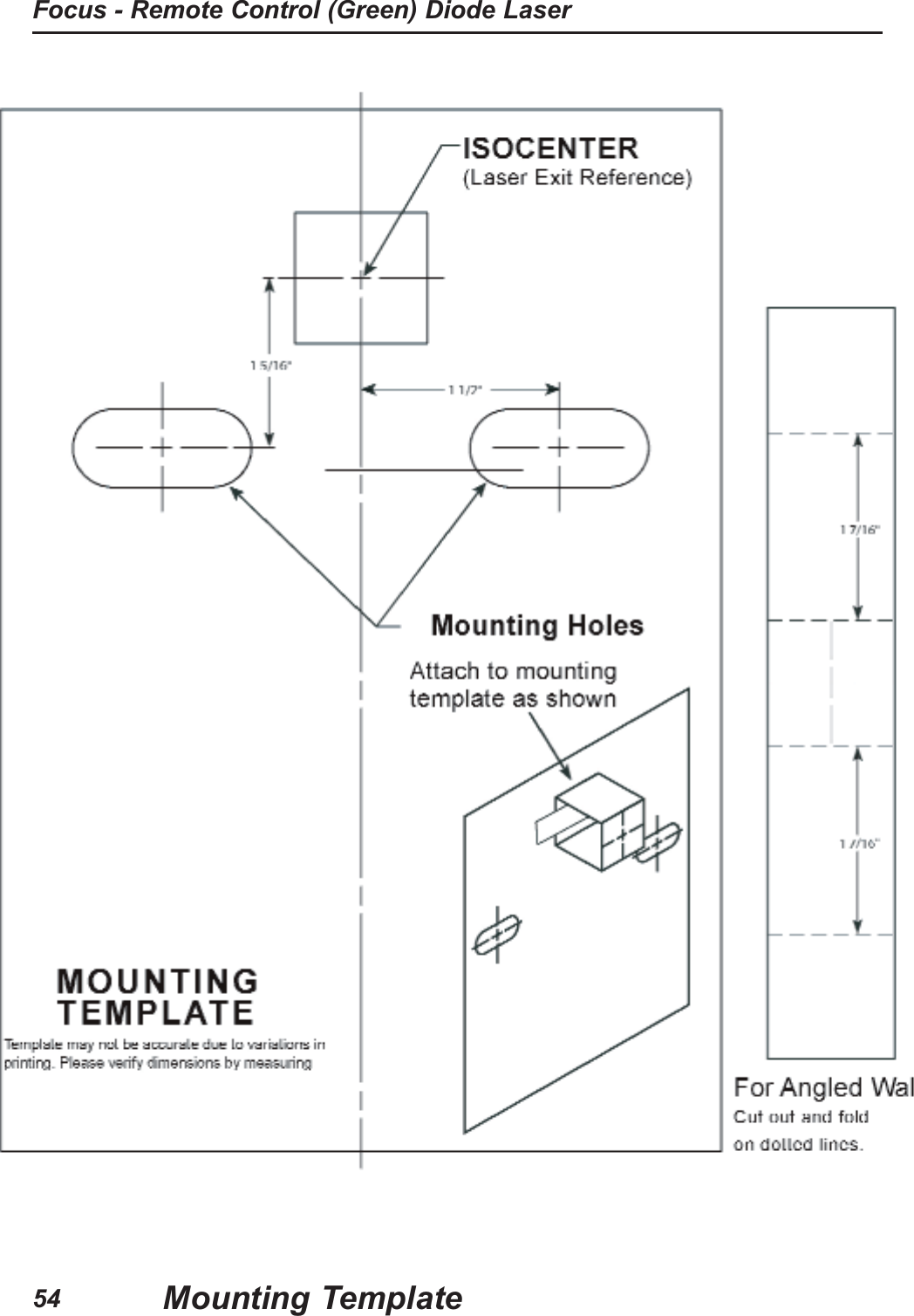 Focus - Remote Control (Green) Diode LaserMounting Template54