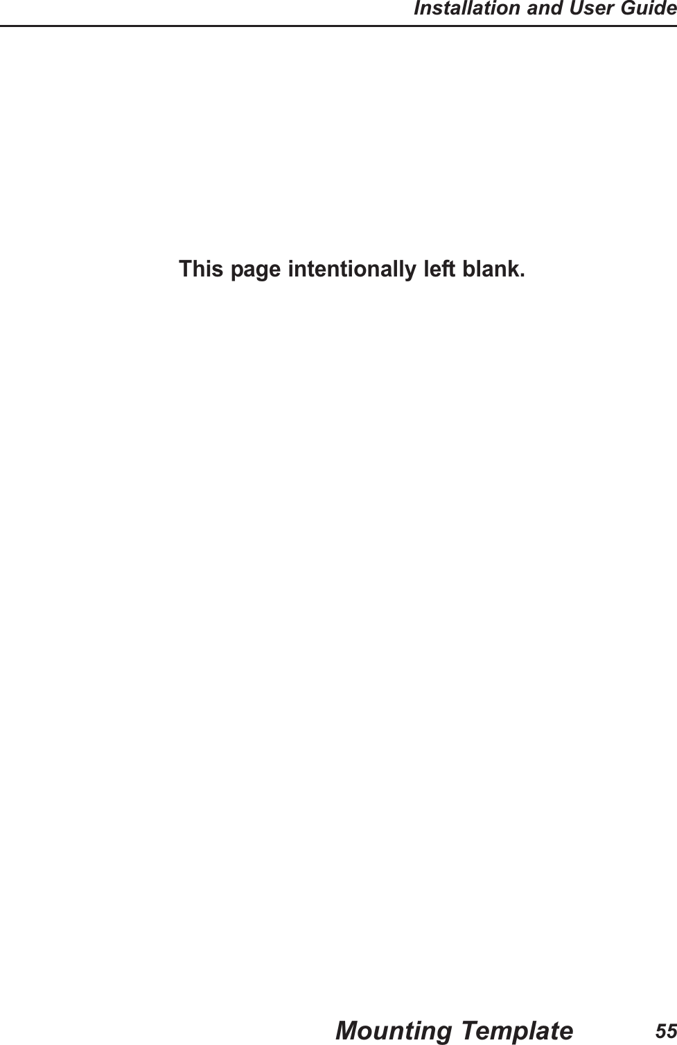 This page intentionally left blank.Mounting TemplateInstallation and User Guide55