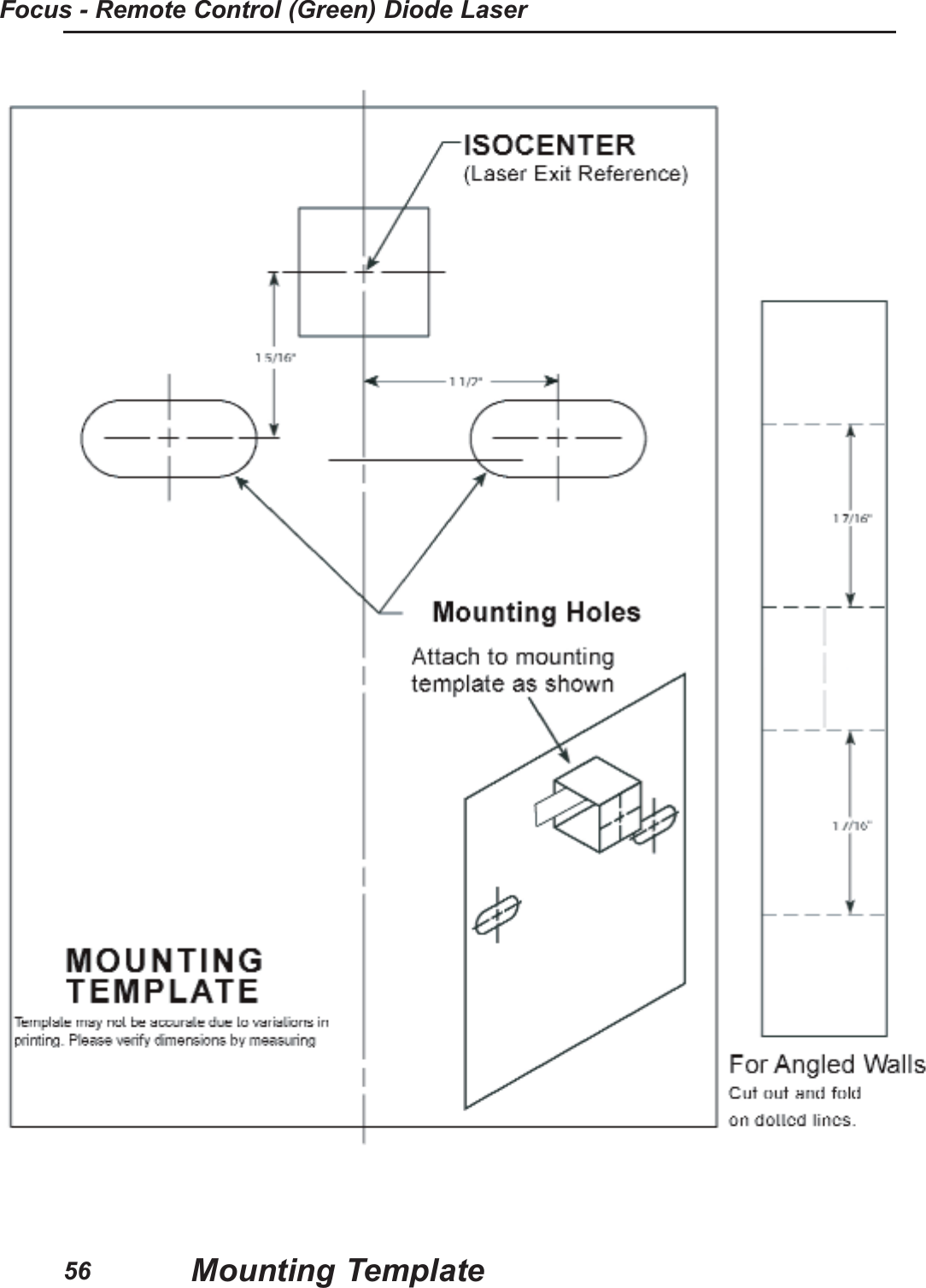 Focus - Remote Control (Green) Diode LaserMounting Template56